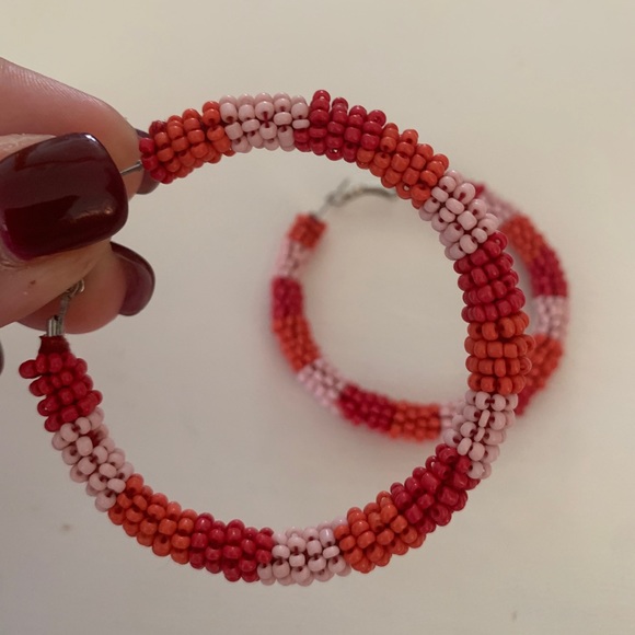 Fun Beaded Hoops - Picture 2 of 2